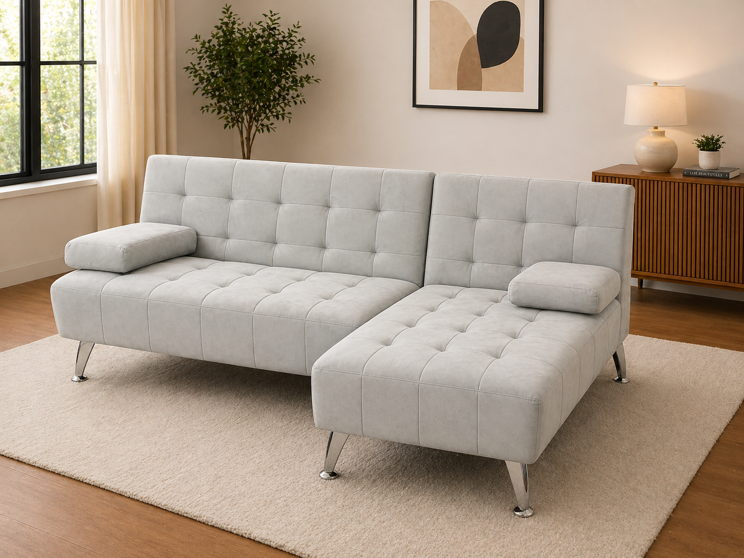Grey Tufted Sectional Sofa