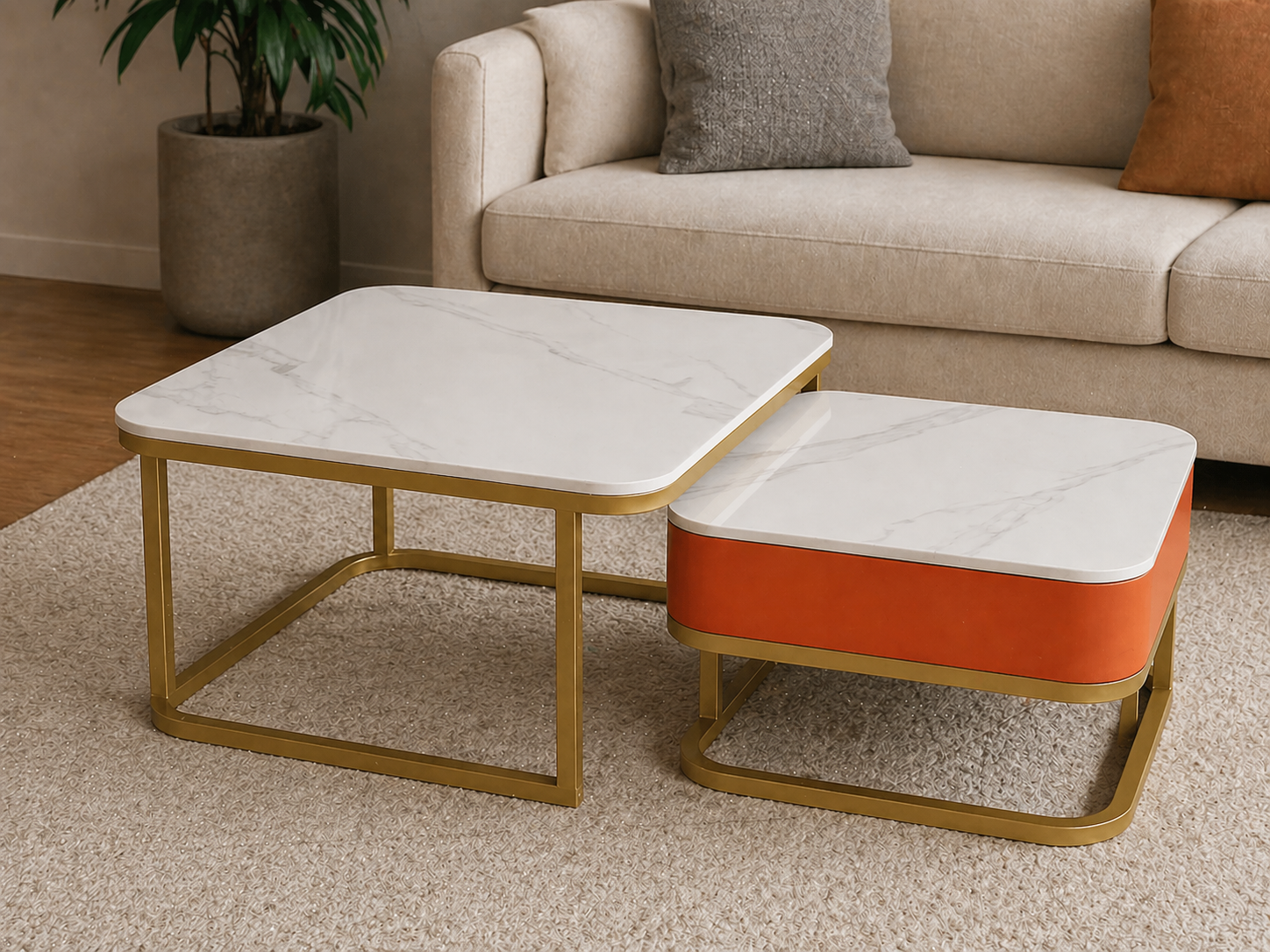 2-Piece Nesting Coffee Table with Storage